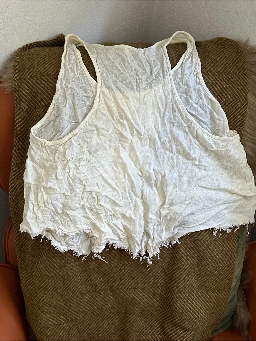 Free People Cream Button-Front Ruffle Tank - Picture 5 of 5